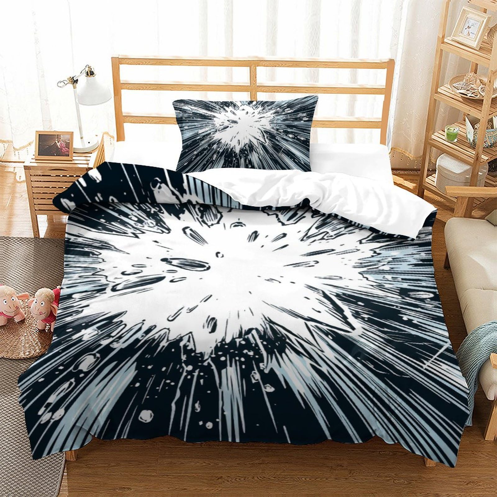 Housse de couette 135x200cm Vertige 3D imprimé en microfibre pour lit simple