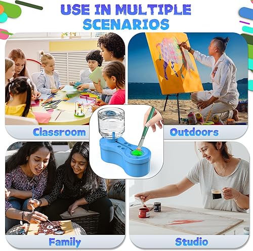 Miniatura 5 de Goard Limpiador de pinceles de acuarela, enjuague con limpiador de drenaje, taza de enjuague, dispensador de agua, limpiador de pinceles de pintura