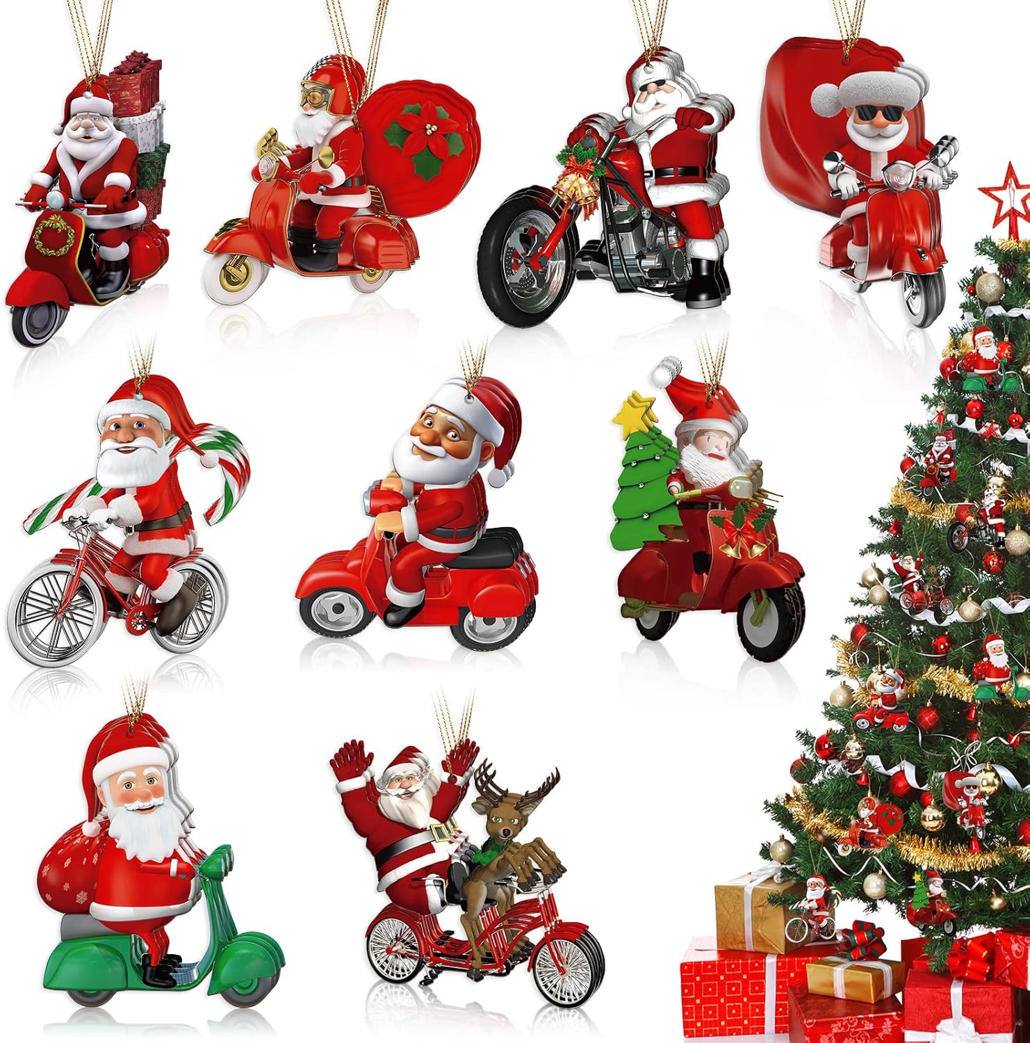 Amazon.com: 27 Pcs Biker Santa Claus Christmas Ornaments Decorations