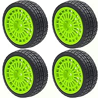 Vista 5 de OD2.75 pulgadas de nailon 0.472 in hexagonal llantas y neumáticos de goma compatibles con HSP Tamiya HPI Traxxas 1/10 1/12 On-Road Car, WLtoys Verde