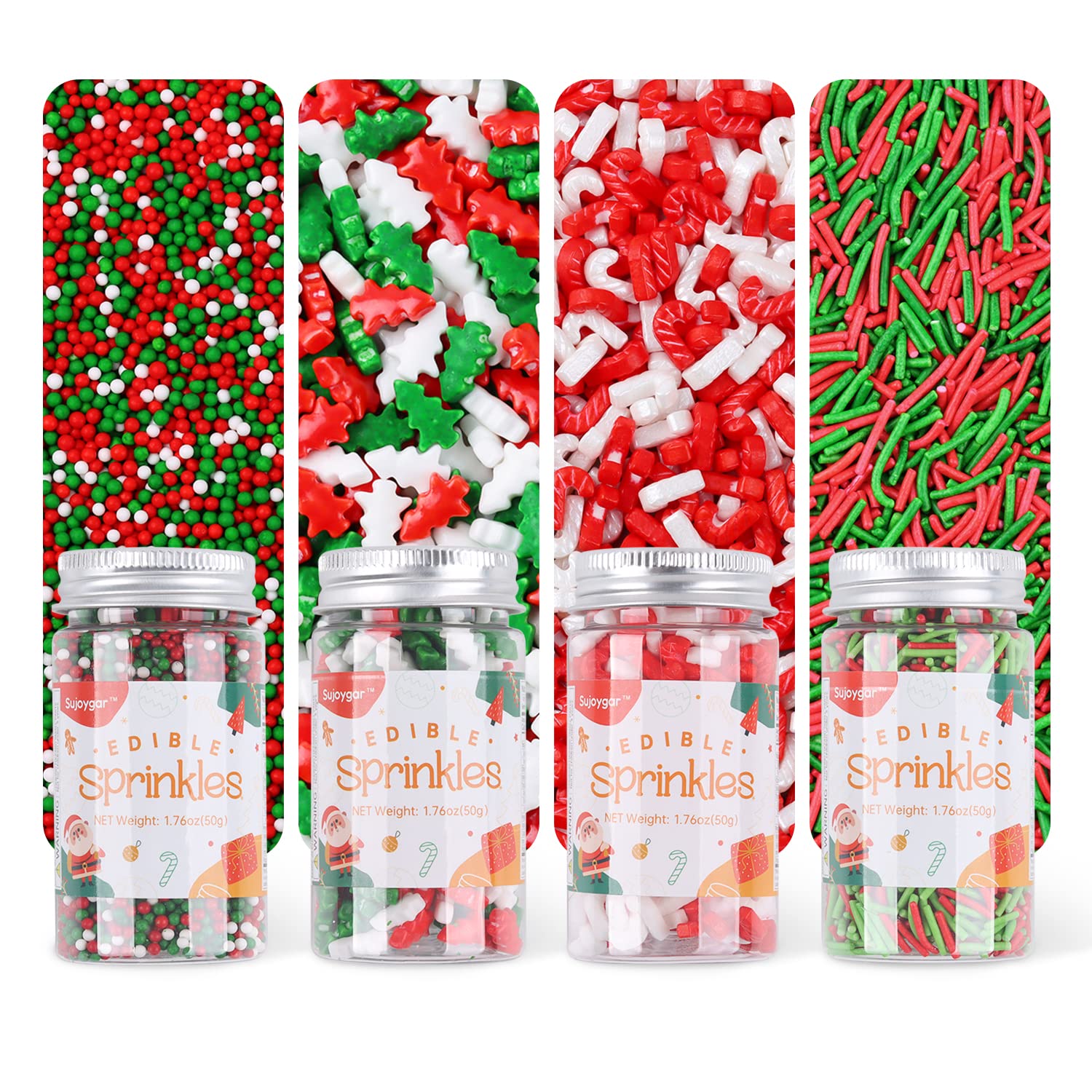 Christmas Sprinkles for Cookie Decorating, Food Grade