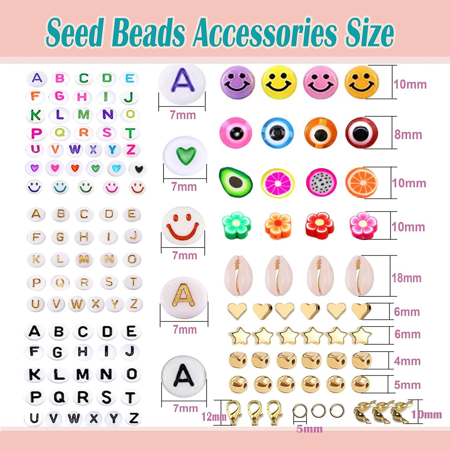 50600pcs 96 Colors 2mm Glass Seed Beads for Jewelry Making Kit, 300pcs Letter Beads, Small Seed Beads Kit for Bracelets Necklace Ring Making, DIY, Art, Craft Kit with Elastic String and Charms