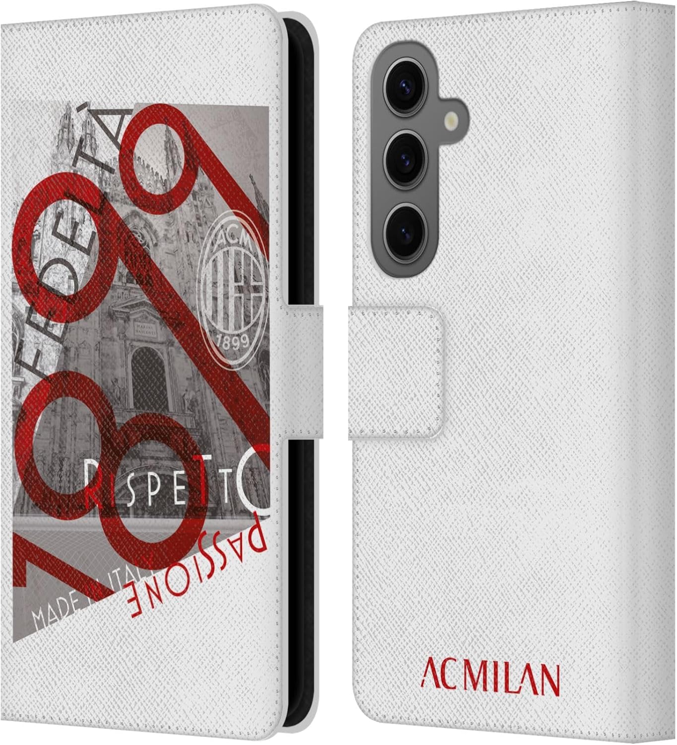 Head Case Designs Officially Licensed AC Milan Passion Adults Leather Wallet Case Compatible with Samsung Galaxy S25