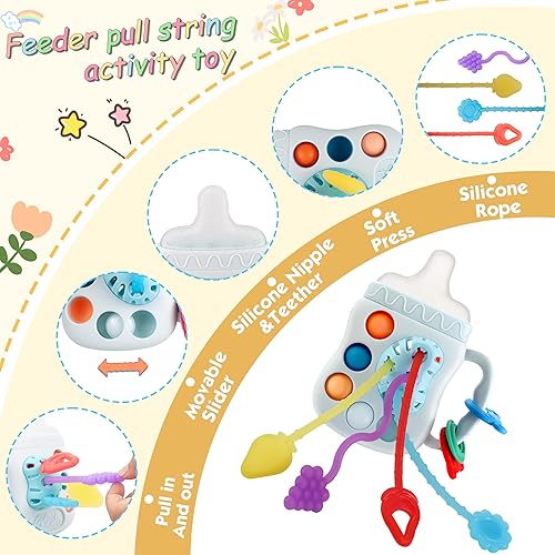 Miniatura 4 de Juguetes para bebés de 6 a 12 meses, juguetes Montessori 5 en 1 para bebés de 0 a 6 a 12 meses, incluye juguete de cuerda de tirar y clasificador de