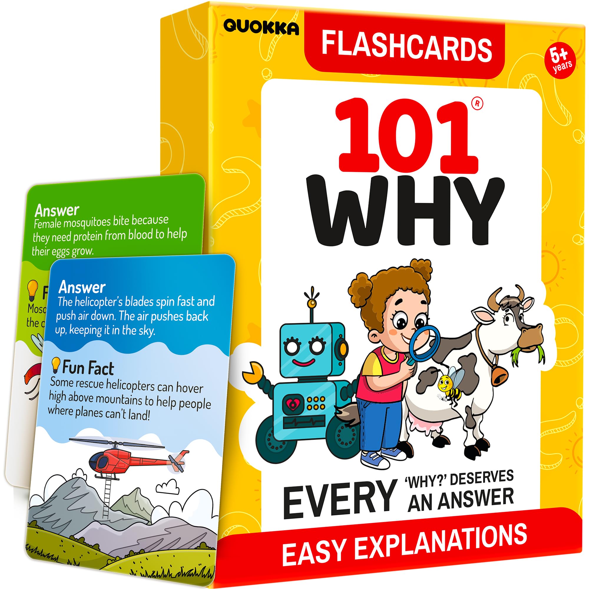 QUOKKA 101 WHY Card Games for Kids ages 4-8 – Flash Cards For Kids with Simple Explanations & Fun Facts – Educational Games about Science, Nature, Space, Body Topics – Family and Classroom Activity — image 1