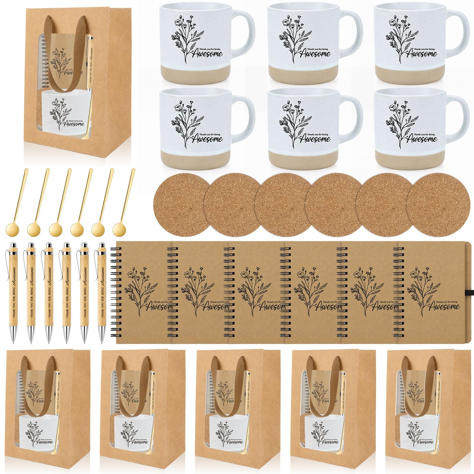 6 Sets Employee Appreciation Gifts Bulk, Thank You Gift Coffee Mug Set