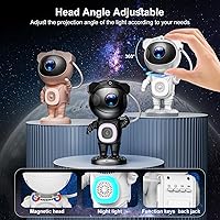 Vista 5 de Proyector de galaxia, proyector de estrellas para dormitorio, luces nocturnas para habitación de niños, proyector de techo con altavoz Bluetooth