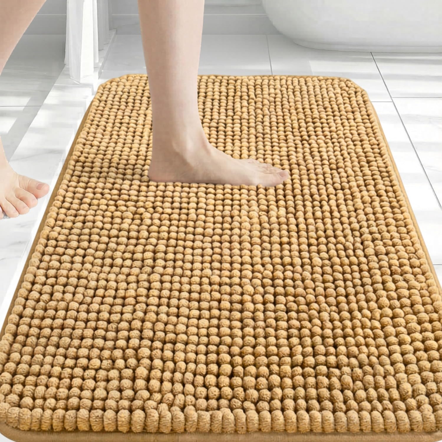 Hafaa Bath Mat Non Slip Anti Mould โ Beige Bathroom Mat 40 x 60 cm Machine Washable Bath mats Super Absorbent Extra Soft Fluffy Shower mat โ image 1