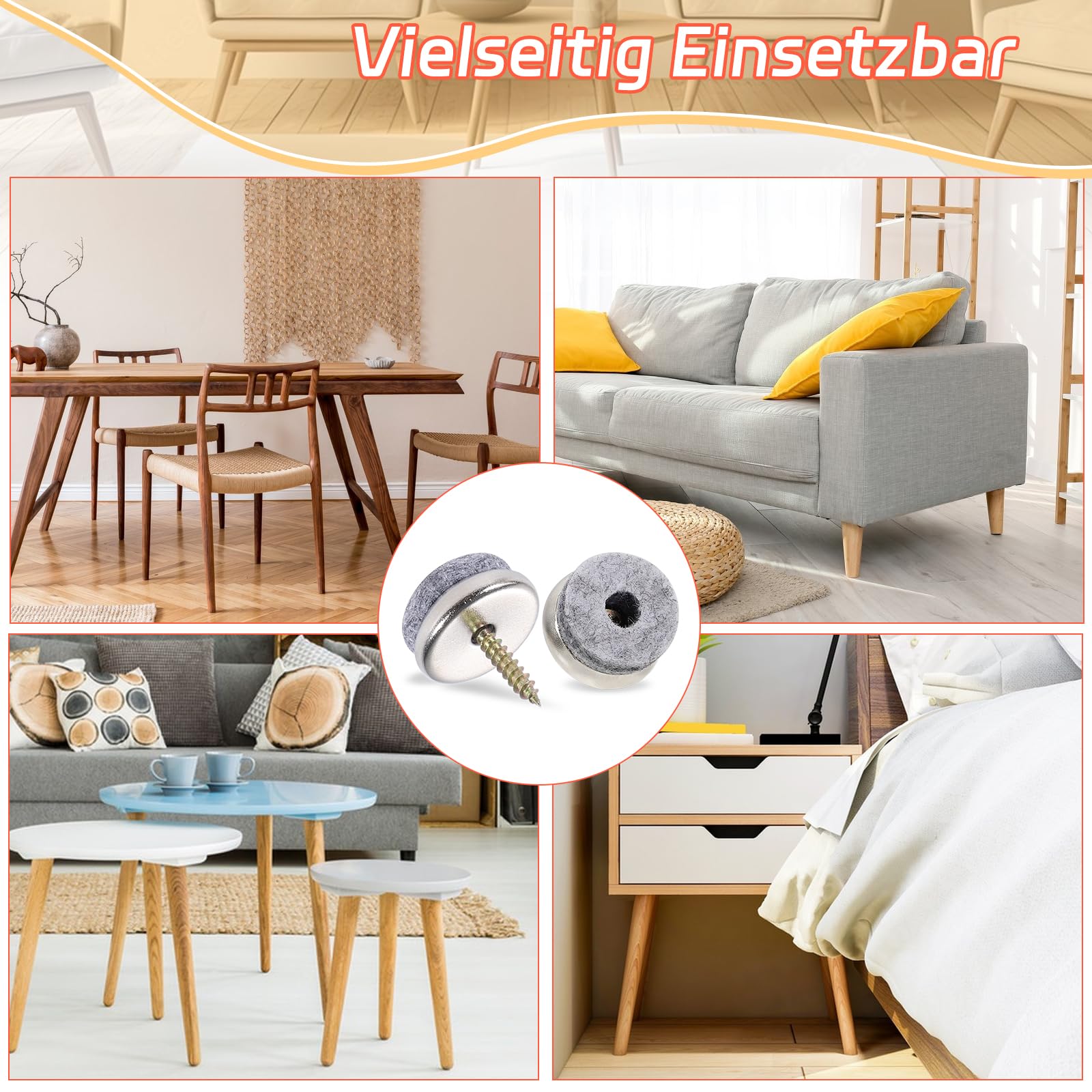 40 Pièces Patins à Vis En Feutre 22mm,Patins Chaises à Clouer Pour Meubles, Résistants Et Silencieux,Protection Pour Parquet, Carrelage,Boîte De Rangement Incluse