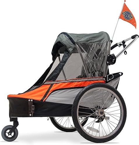 Miniatura 8 de Wike Remolque de bicicleta doble premium para niños, incluye kits de carriola, tiene capacidad para hasta 2 niños de 52 pulgadas de alto100 libras,
