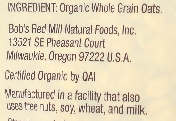 Bob's Red Mill Organic Old Fashioned Rolled Oats, 16oz (Pack of 1) - Organic, Non GMO, Whole Grain, Vegan, Kosher