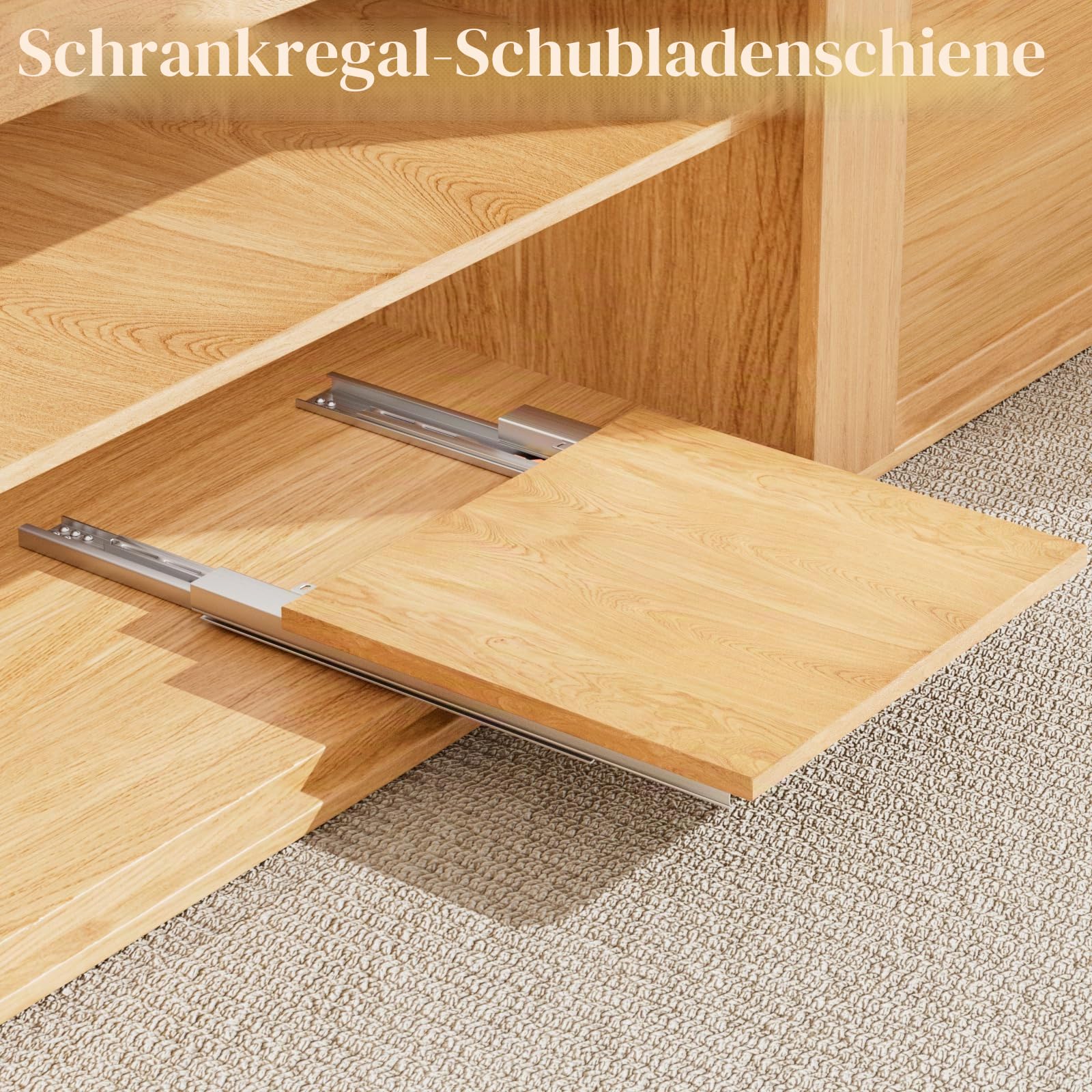 Unterbau-Schubladenschiene Unterbau-Schubladenauszug Ausziehbare Regalschienen Vollauszug Soft Close Unterbau-Schubladenschiene Ausziehbares Regal für Küchenschrank Vorratskammer Schublade