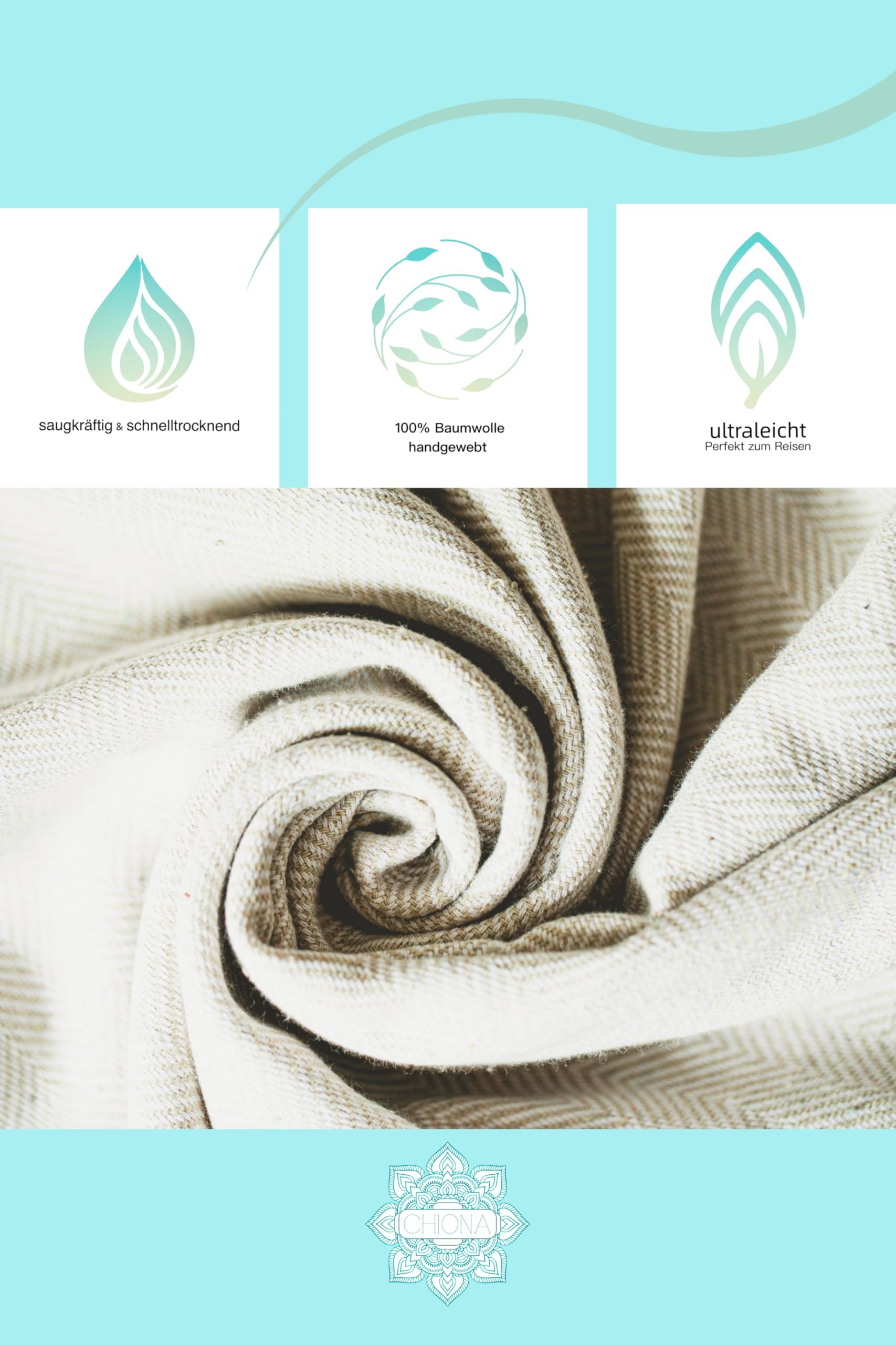 Surfponcho für Damen Herren 100% Baumwolle Hamam Oversized handgewebt Kapuze Strand Camping (Sand)