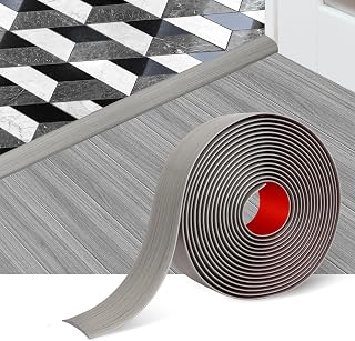 FONUNO Self-Adhesive Floor Transition Strip 2" Wide Vinyl Laminate Divider - 20ft Gray Wood Grain for Seamless Transitions