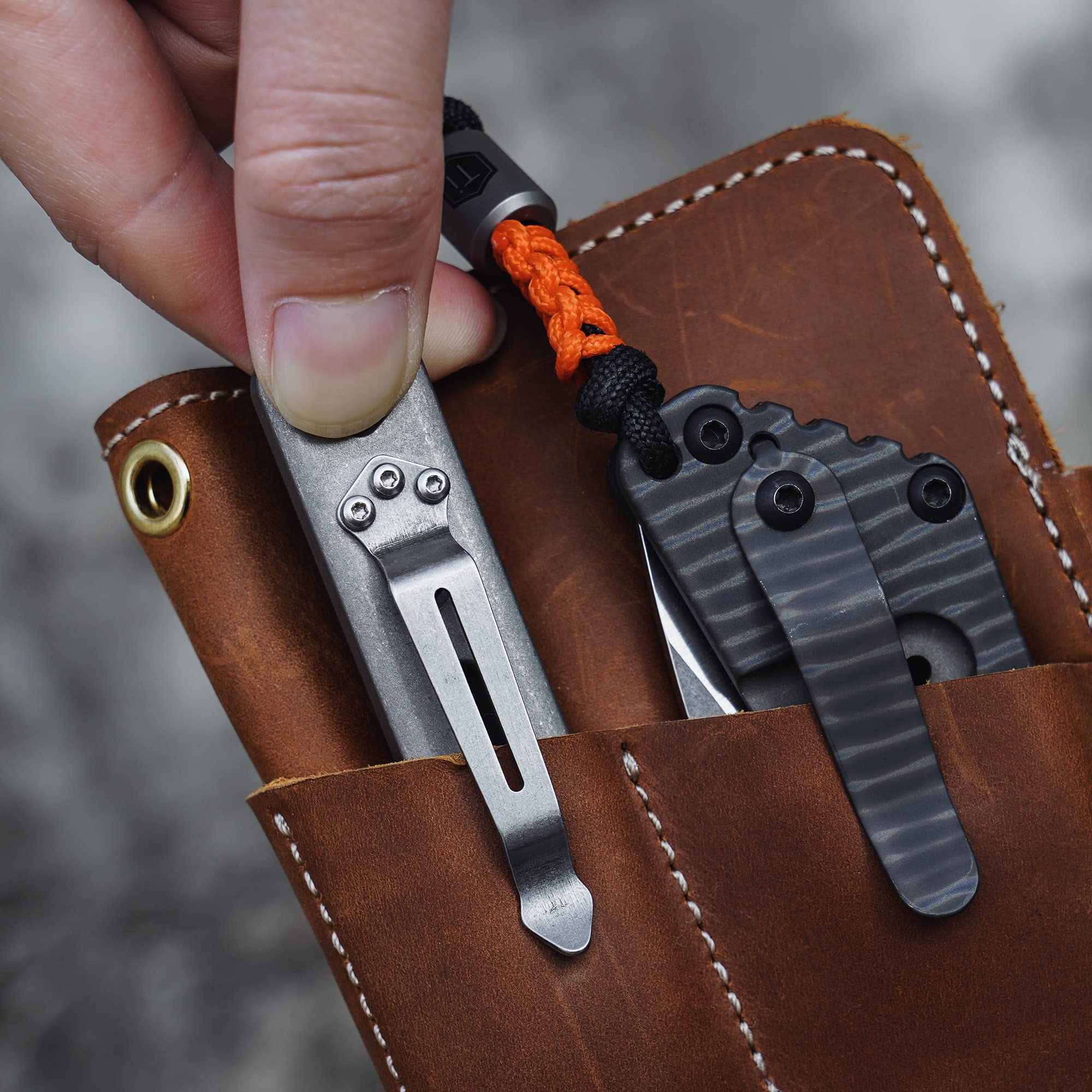 KeyUnity KA23 Clip da tasca per trasporto profondo, clip da tasca a 3 fori di ricambio per coltello e multiutensile, acciaio inossidabile, confezione da 3