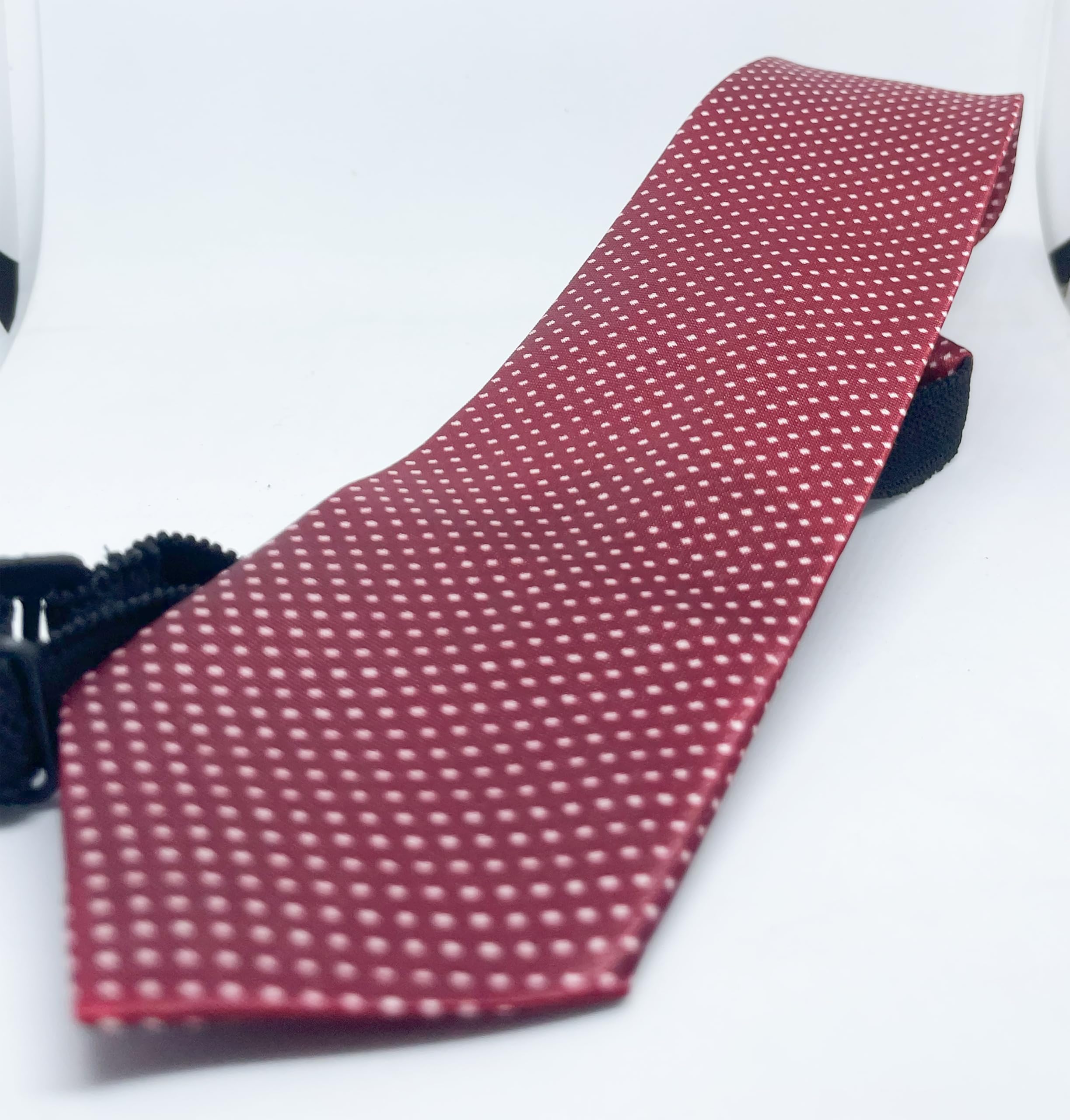 THE BOW TIE HOUSE Adjustable Satin Neck Tie for Kids | Necktie for Boys, Toddler & Youth | Perfect for Weddings, Graduations, School Uniforms | Burgundy Polka Dot - 6 to 10 Years 2