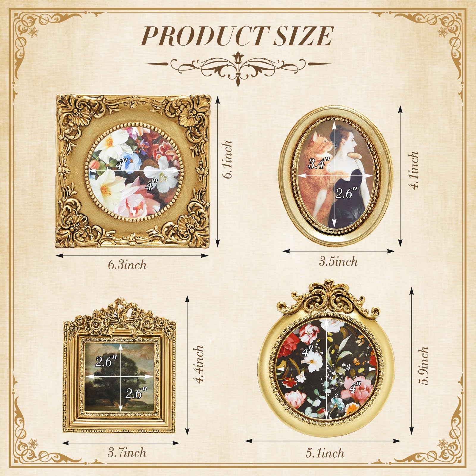 Amazon.com - Qunclay 4 Pcs Small Vintage Picture Frame Round