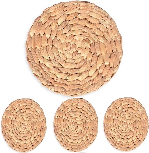 Miniatura 7 de Posavasos para bebidas, posavasos de jacinto de agua para mesa de café, como posavasos de ratán, bonito juego de posavasos tejidos para mesa de