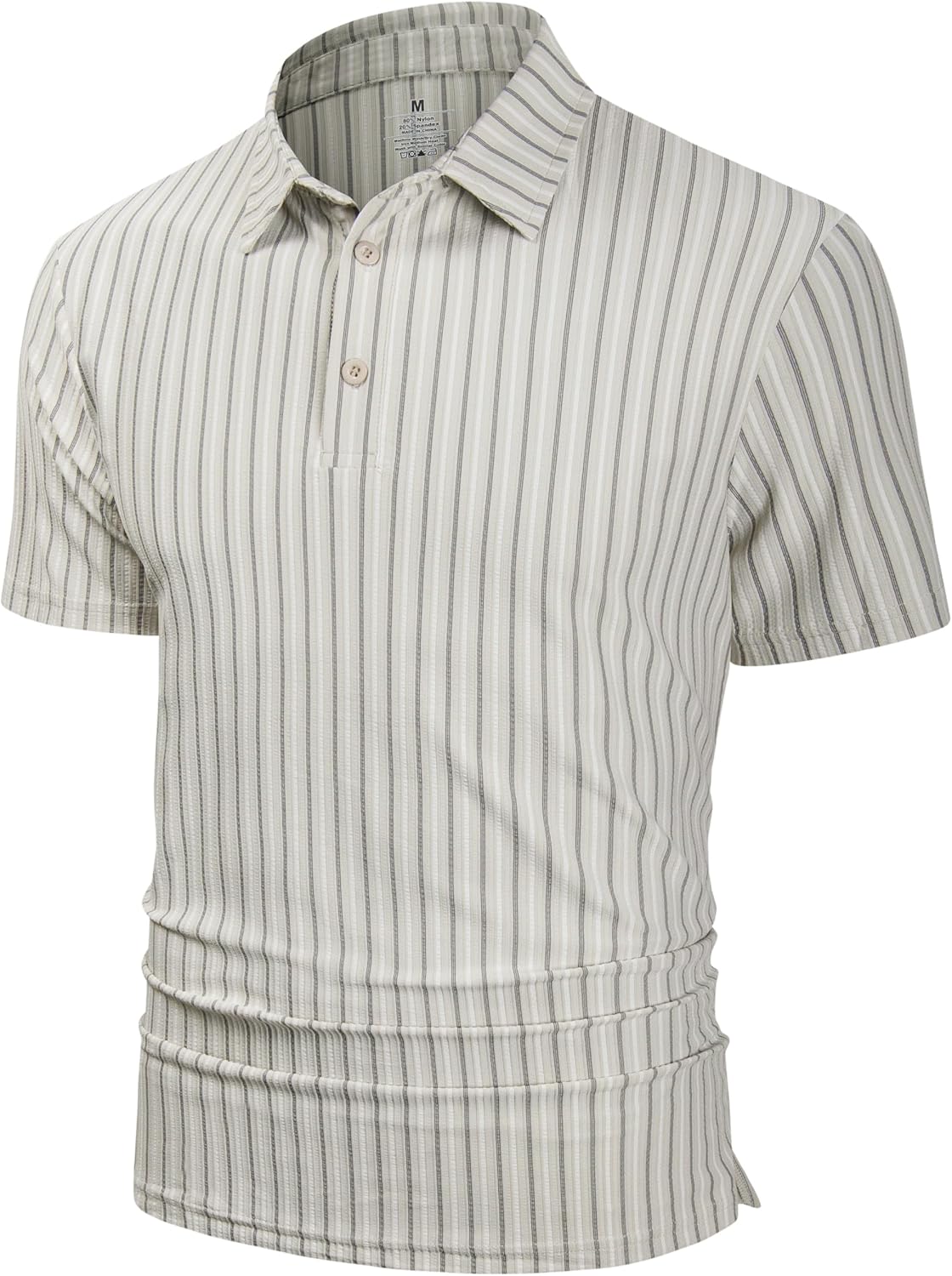 Derminpro Men's Striped Golf Polo Shirts Short Sleeve Textured Knit Quick Dry Stretchy Collared T-Shirts