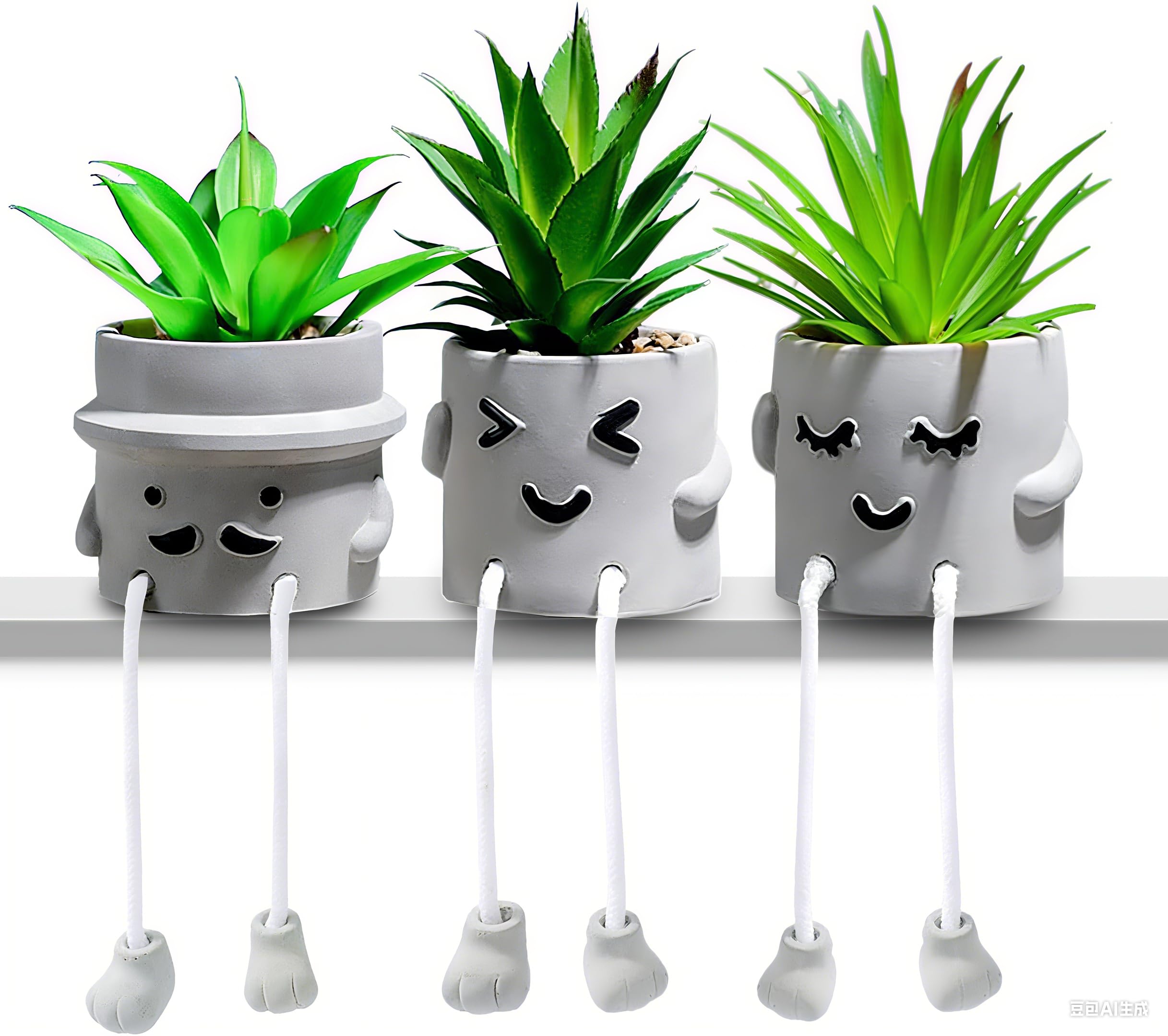 Künstliche Pflanzen in niedlichen Töpfen, lebensecht mit künstlichen Blumen für Büro, Badezimmer, Schlafzimmer, Wohnzimmer, Küche, Zuhause, Bauernhaus, Regaldekoration, 3 Stück