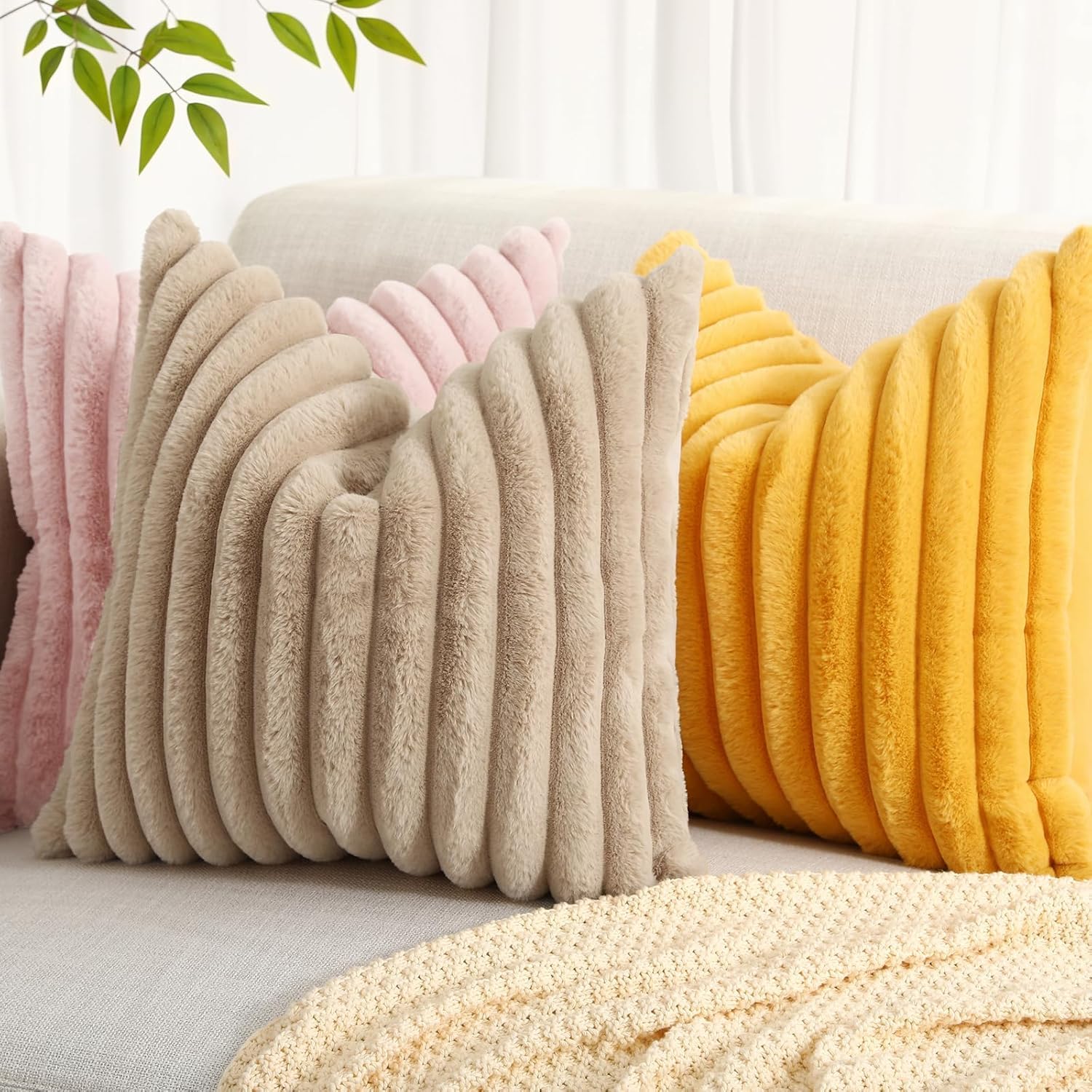 decorUhome Faux Fur Cushion Covers 40x40 cm Set of 2 - Image 4