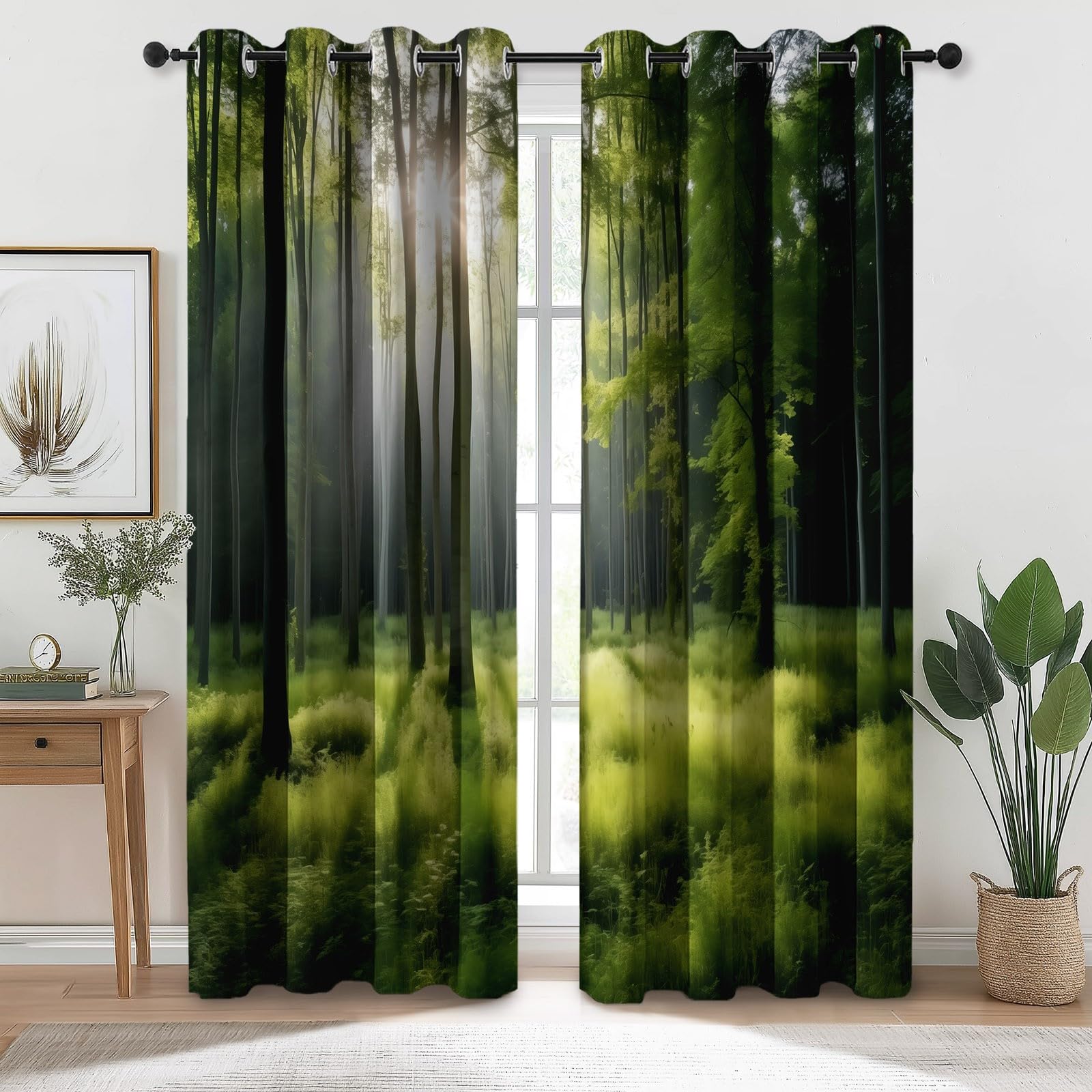 Rideau opaque occultant vert pour une ambiance salon cosy