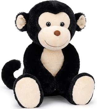 IKASA Monkey Stuffed Animal, Ultra-Soft 12.5" Black Plush Toy, Gift Box