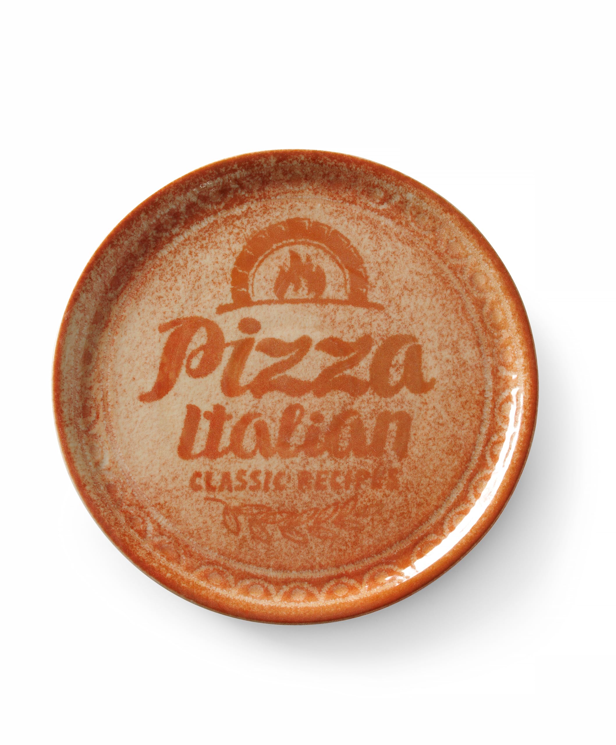 HENDI Pizza plate, porcelain, pattern: text and pizza illustration, dishwasher and microwave suitable, ⌀330mm, red