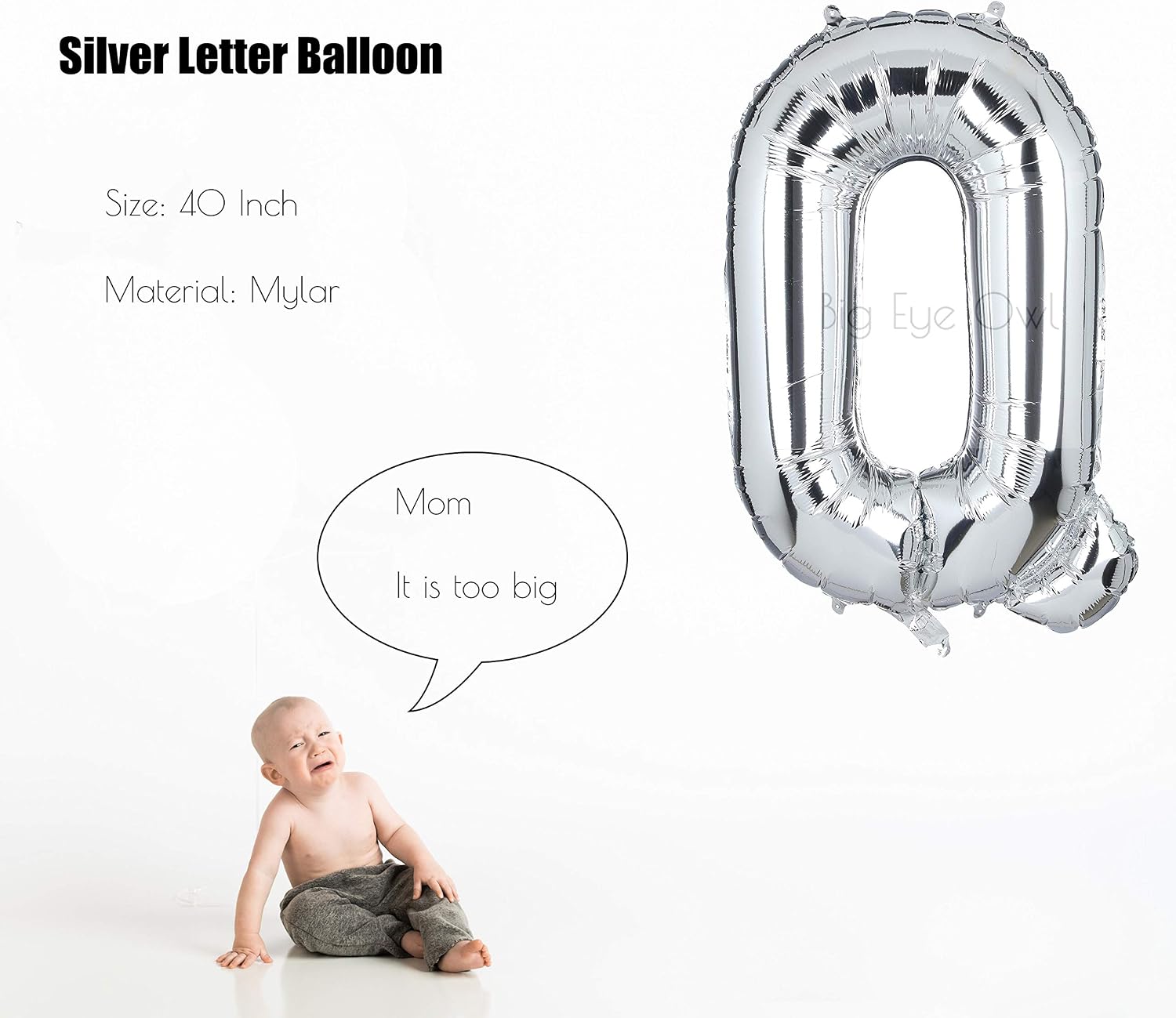 40 Inch Giant Silver Letter Q Foil Helium Balloons Big Single Mylar Balloon Birthday Party Decoration Supply Baby Shower (Silver Q) - Image 4