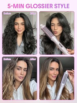 SHEGLAM Steam Thermal Brush, 1.5 Steam Blowout Brush 4-in-1 Curling Brush