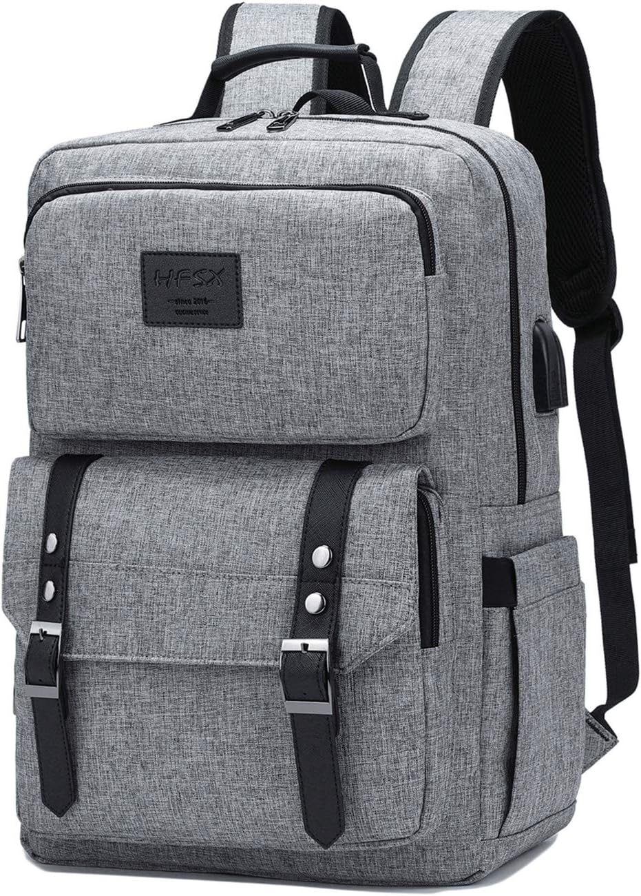 HFSX Vintage Laptop Backpack College School Bookbag Anti Theft Travel Backpack
