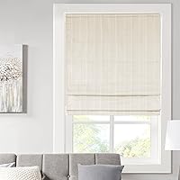 Madison Park Galen Cordless Roman Shade 23x64 Ivory - Room Darkening Thermal Insulated Basketweave Privacy Window Treatment