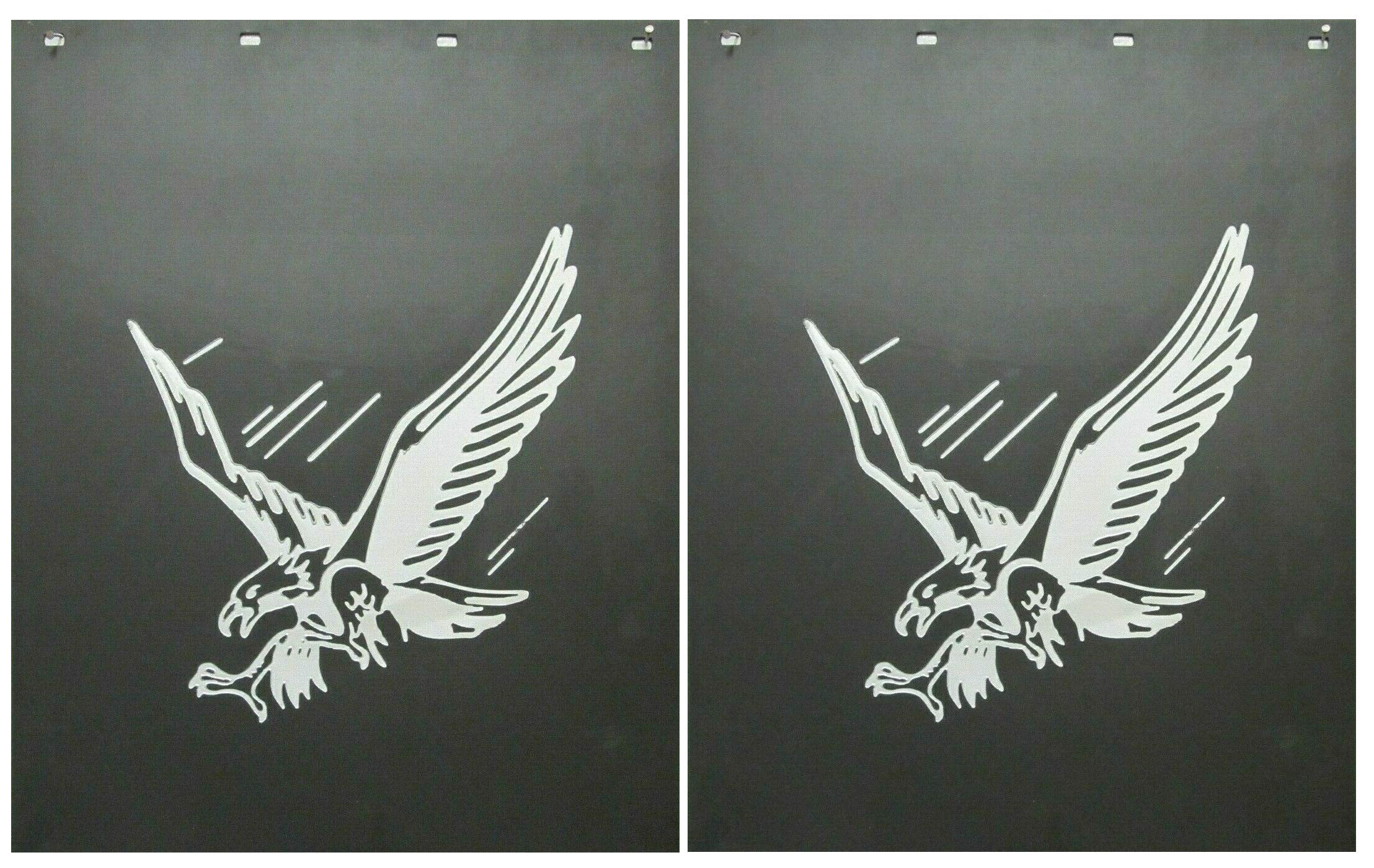 Denco Silver American Eagle Heavy Duty Semi Truck Mud Flaps - 24 x 30 x 3/16" - Set of 2