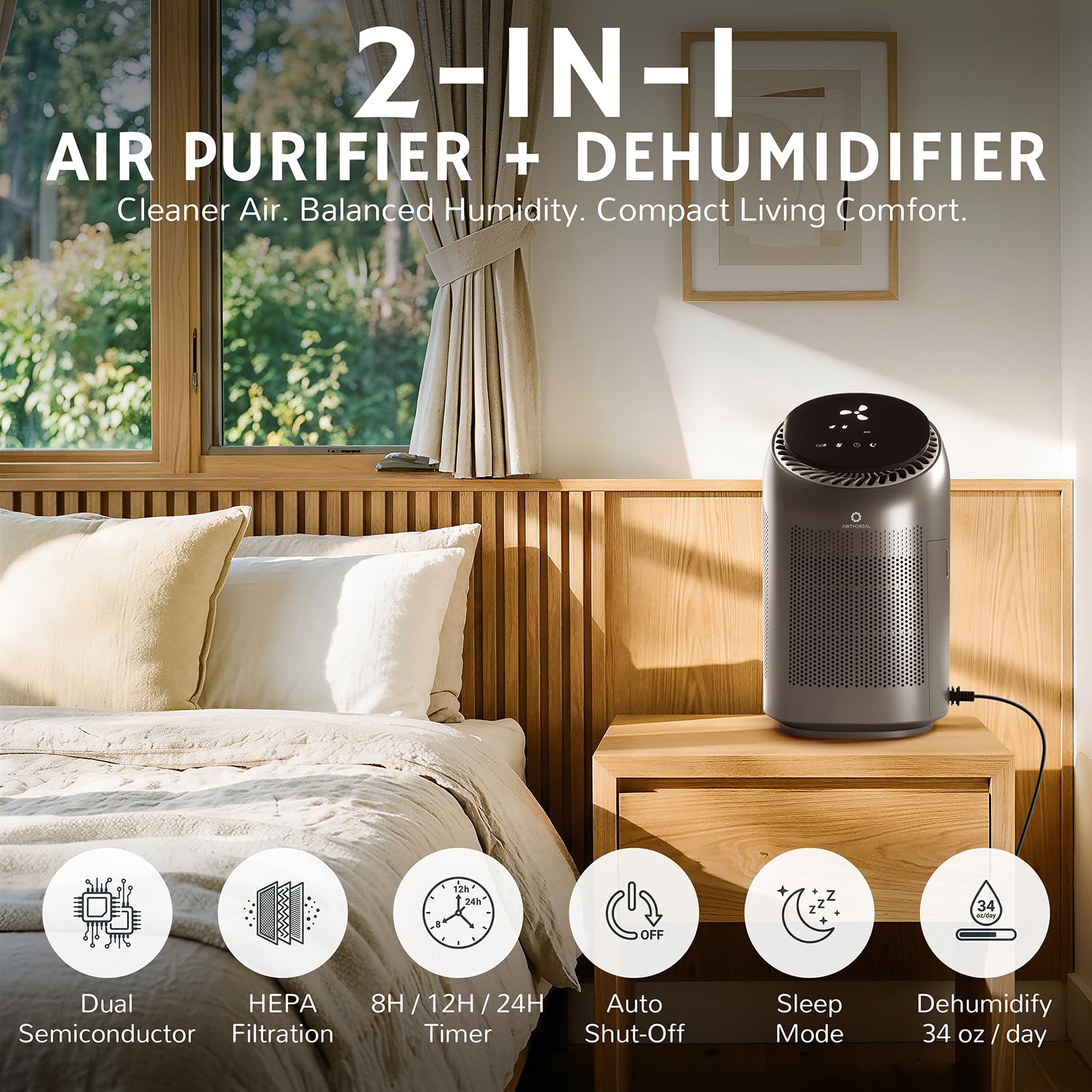 Airthereal Zephyr AZH200 oczyszczacz i osuszacz powietrza