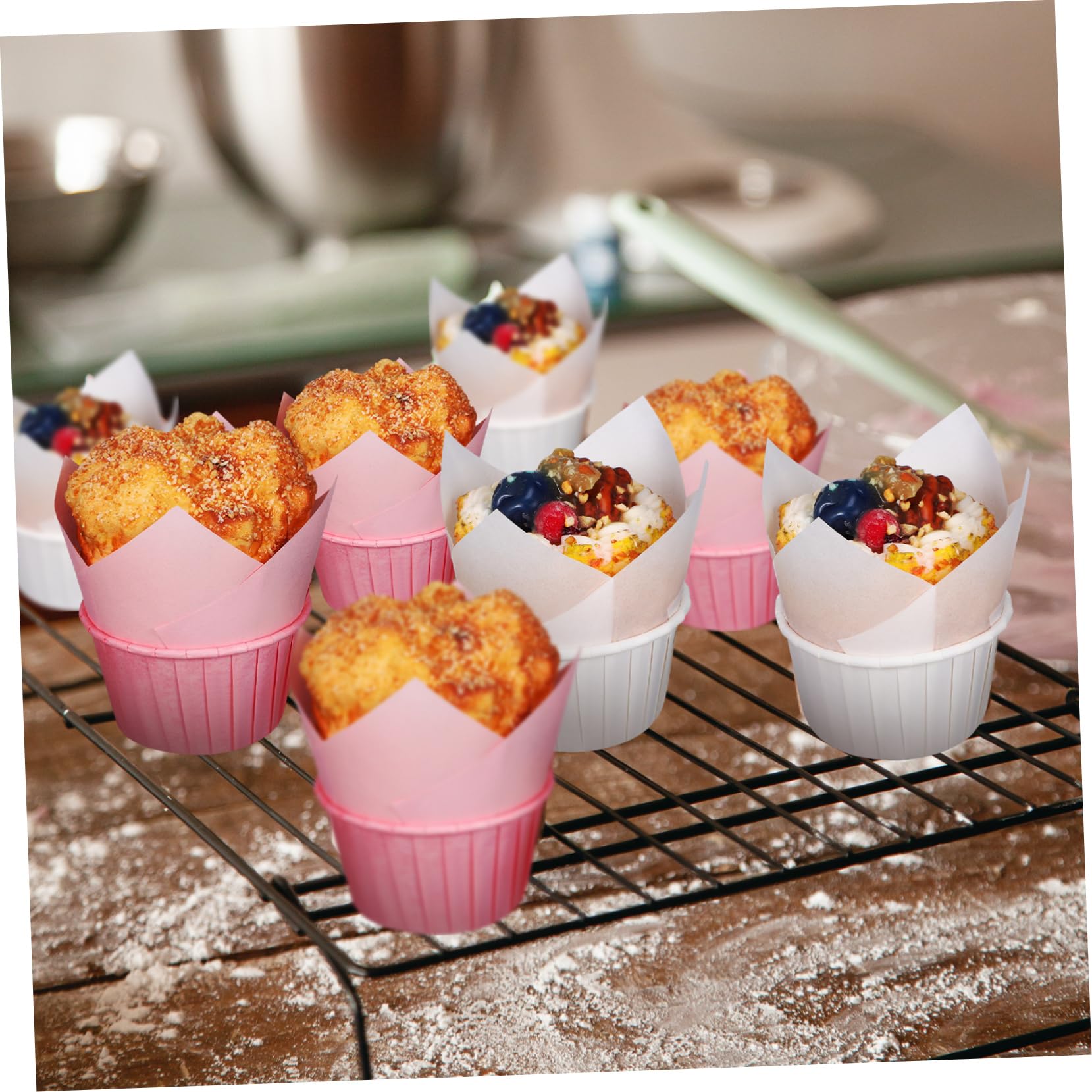 Didiseaon 200 Stück Papierförmchen für Cupcakes aus Hitzebeständigem Backpapier mit Glatter Oberfläche Vielseitig für Geburtstag und Party Geeignet