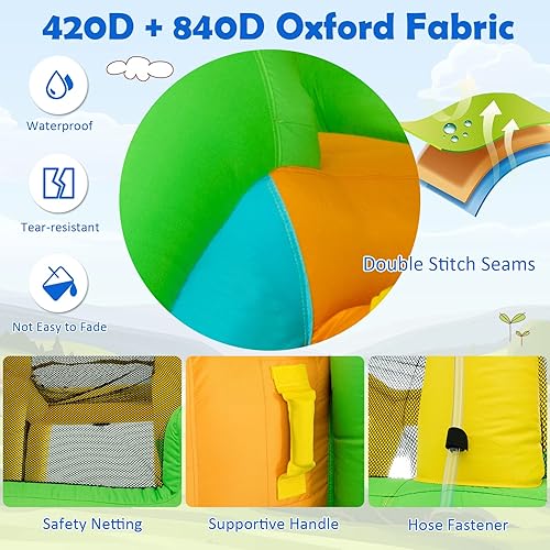 Miniatura 2 de COSTWAY Tobogán acuático inflable, parque acuático de gorila 6 en 1 con pared de escalada, 2 toboganes de agua largos, piscina de salpicaduras,