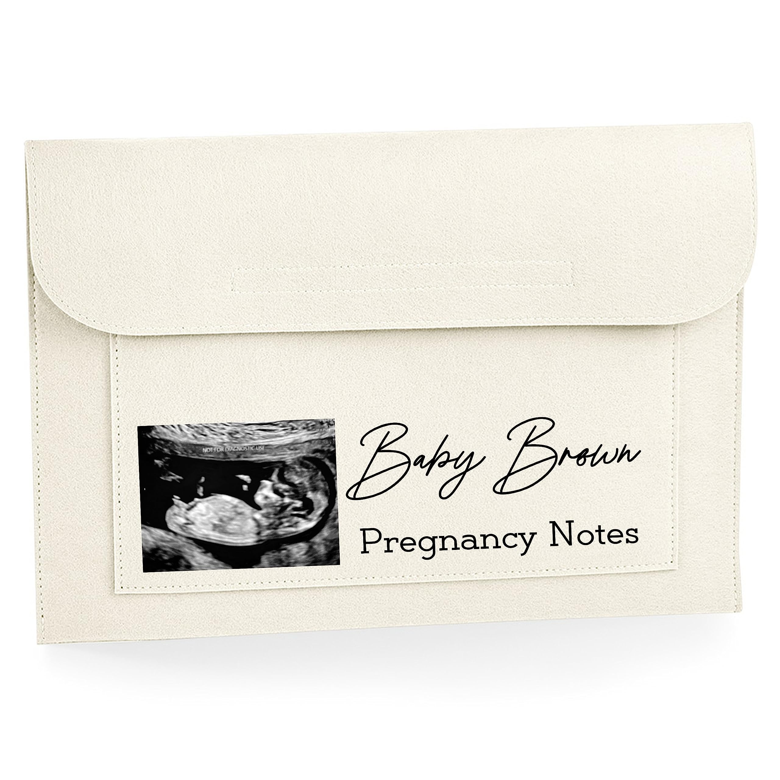 Personalised Baby Scan Cream Pregnancy/Maternity Notes Folder - Keep NHS Medical Notes Safe