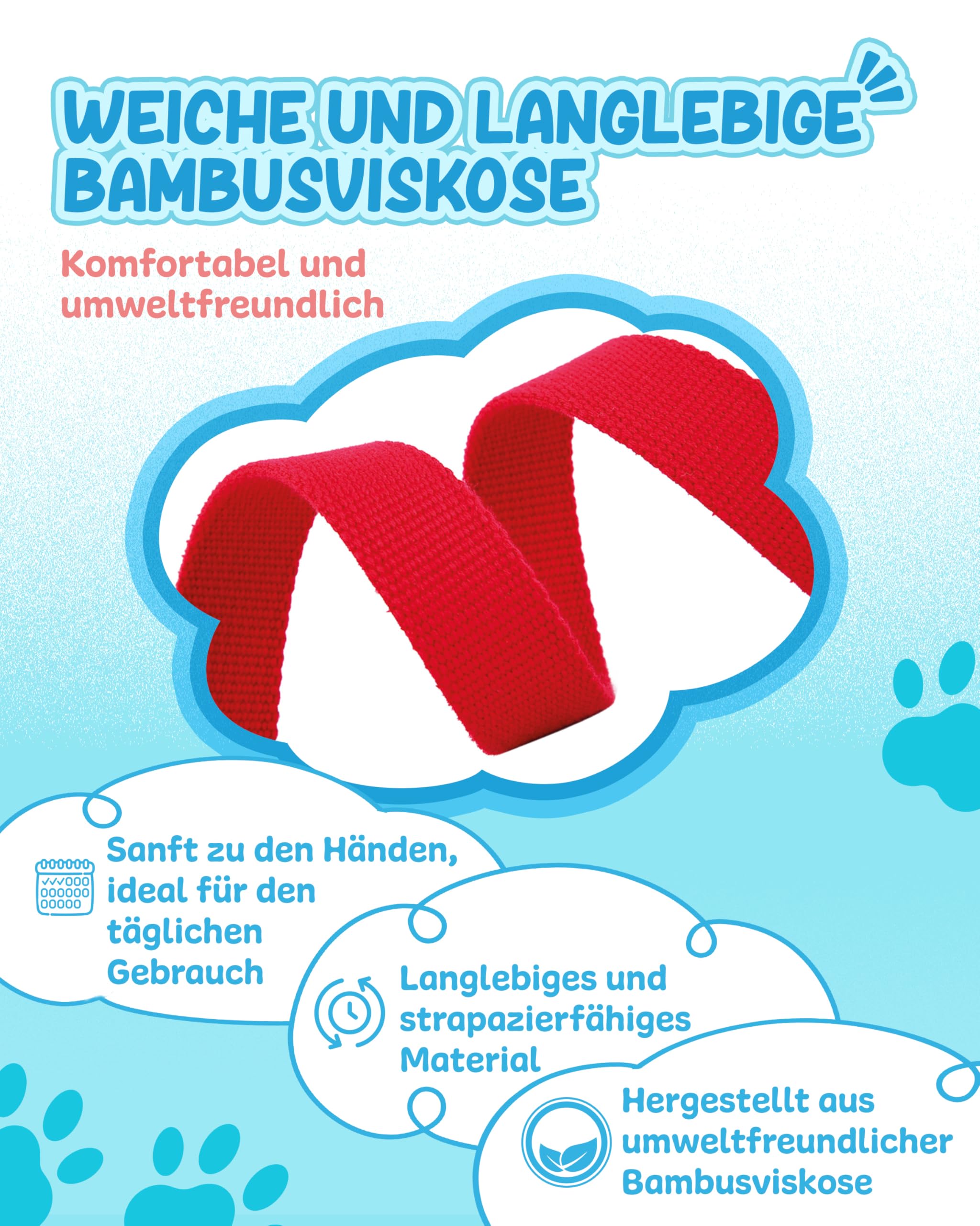 Komfortable Hundeleine 3m | Verstellbare Hundeleine mittelgroße Hunde | Bambusviskose | Strapazierfähig und weich | Perfekt für alltägliche Spaziergänge | M (2.0cm Breit) - Rot
