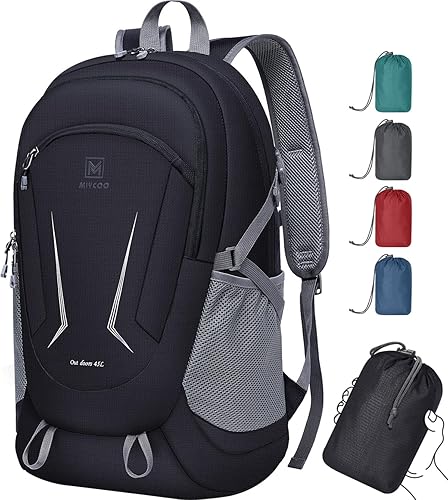 Mochila plegable ligera para viajes, mochila de senderismo de 45 L, mochila para hombres y mujeres, mochila plegable impermeable grande