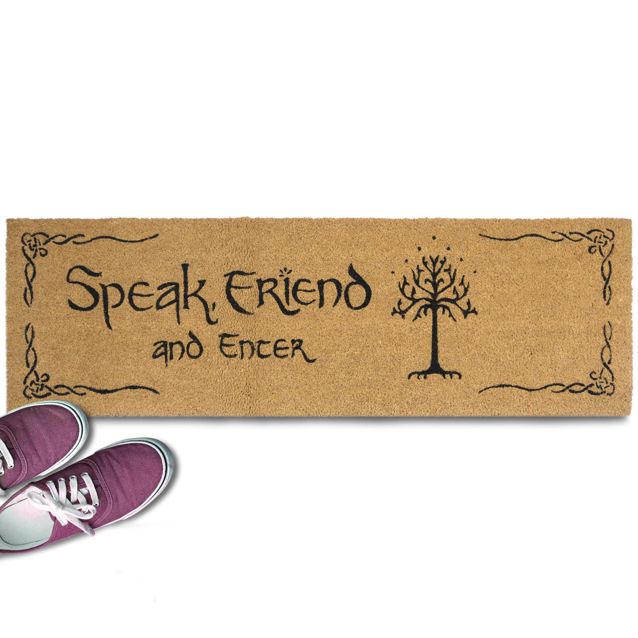 MAINEVENT Speak Friend and Enter Doormat 50x15 Inch, The Lord of The Rings Funny Long Door Mat, Speak Friend and Enter Large Door Mat, Long Front, Funny Lord of The Rings Large Welcome Mat Outdoor