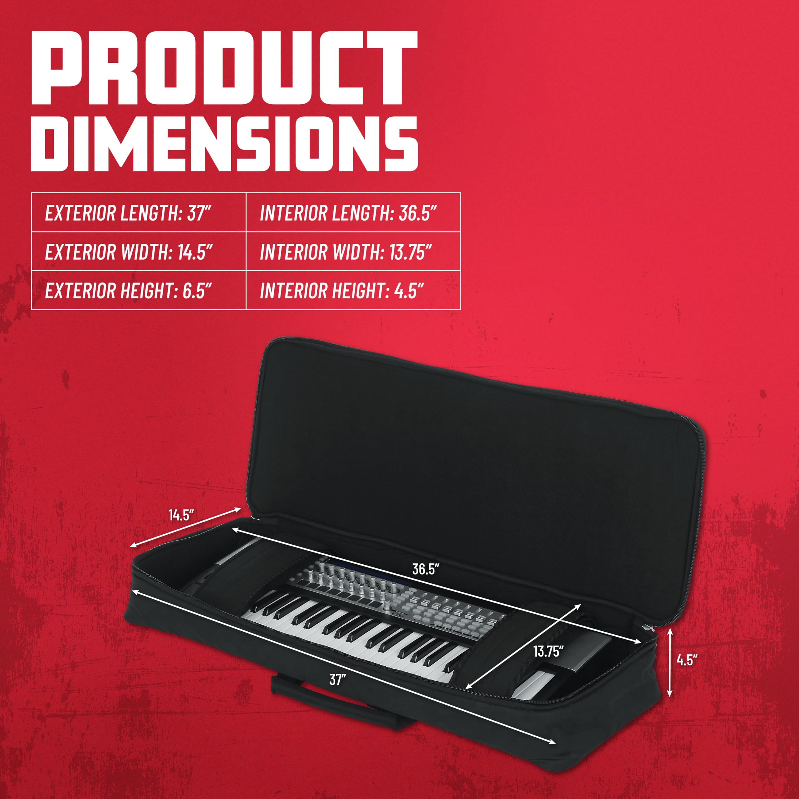 Gator Cases Gigbag für 49-Tasten Keyboard 38" x 15" x 5,5", schwarz (GKB-49)