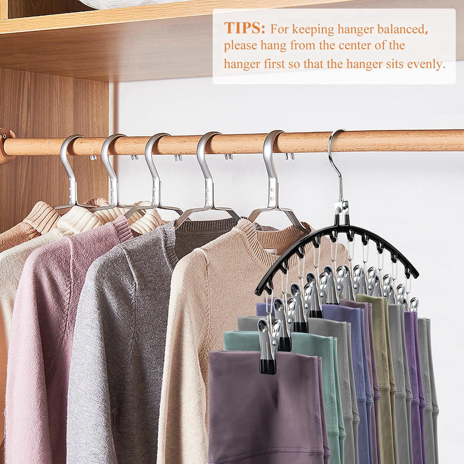 2 Pack Metal Pants Hangers Space Saving with Clips, Legging Organizer for Closet, Black Pants Hanger for Woman, Hanging Closet Storage Organizer Ideal for Leggings Skirt Shorts Jeans(Black)