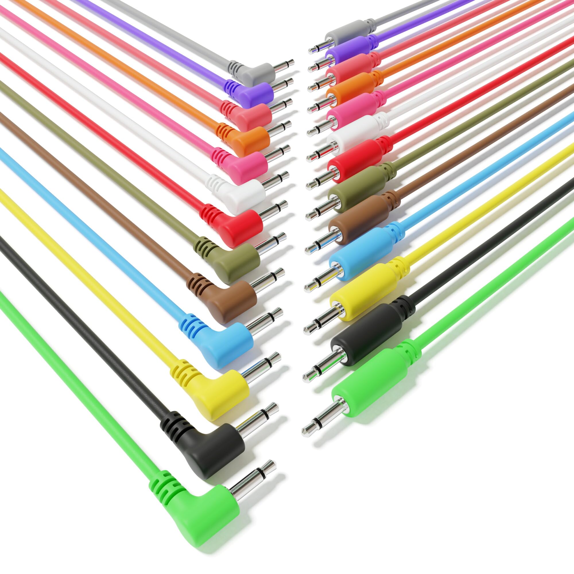 ExcelValley - 5-Pack - Cavi Modulari Mono Patch Ad Angolo Retto - 3,5mm 1/8" Eurorack Sintetizzatore [Bianco - 60 Cm - 24 - Foto 7