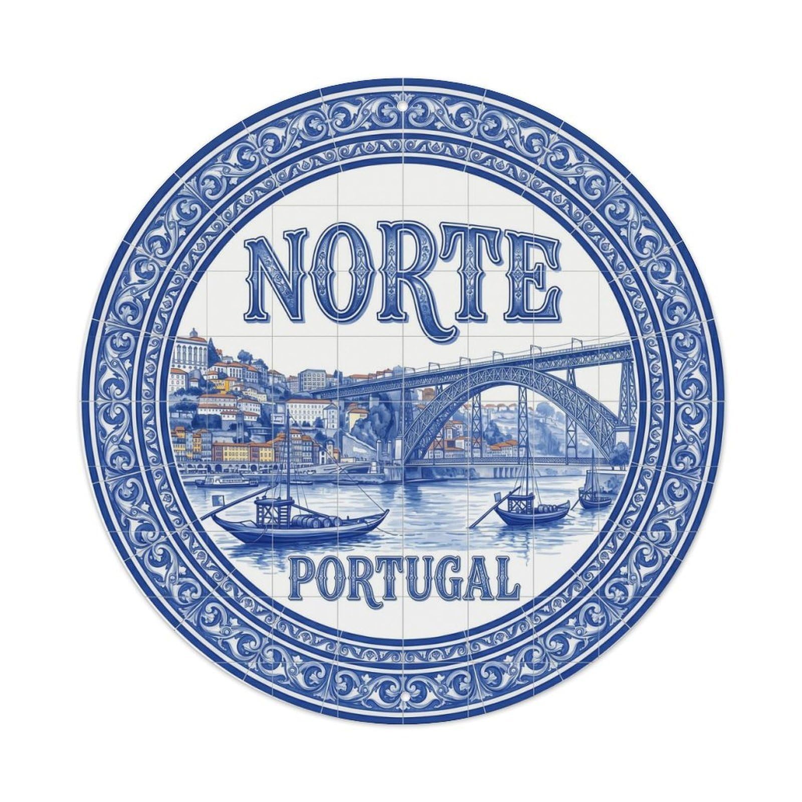 Olhnbad Style Portugal Sample Azulejo Norte Portuguese Heritage Metal Tin Sign