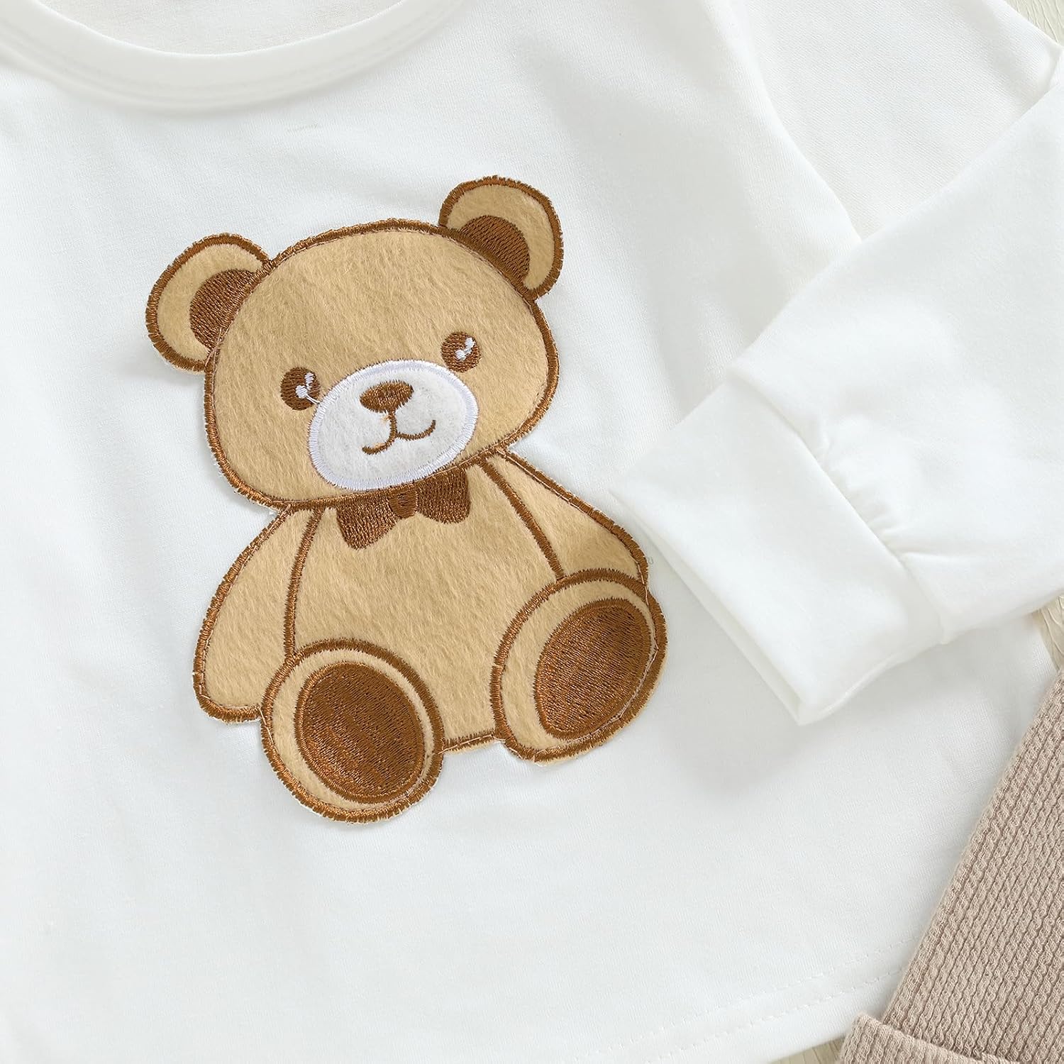 Toddler Baby Boy Fall Outfit Bear Embroidery Long Sleeve Tops Suspender Pants Infant Clothes Set - Image 5