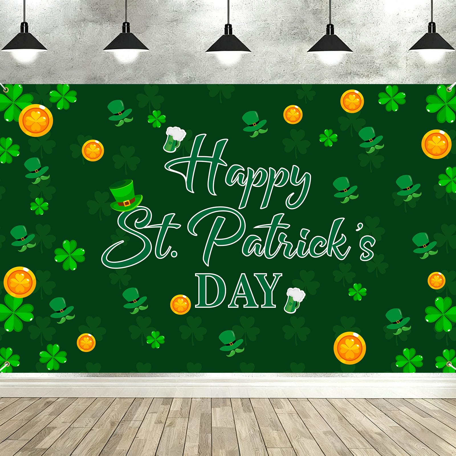 Seutgjie St Patricks Day Decorations Green Banner St. Patrick's Day Party Decorations Indoor and Outdoor 180 * 110cm — image 1
