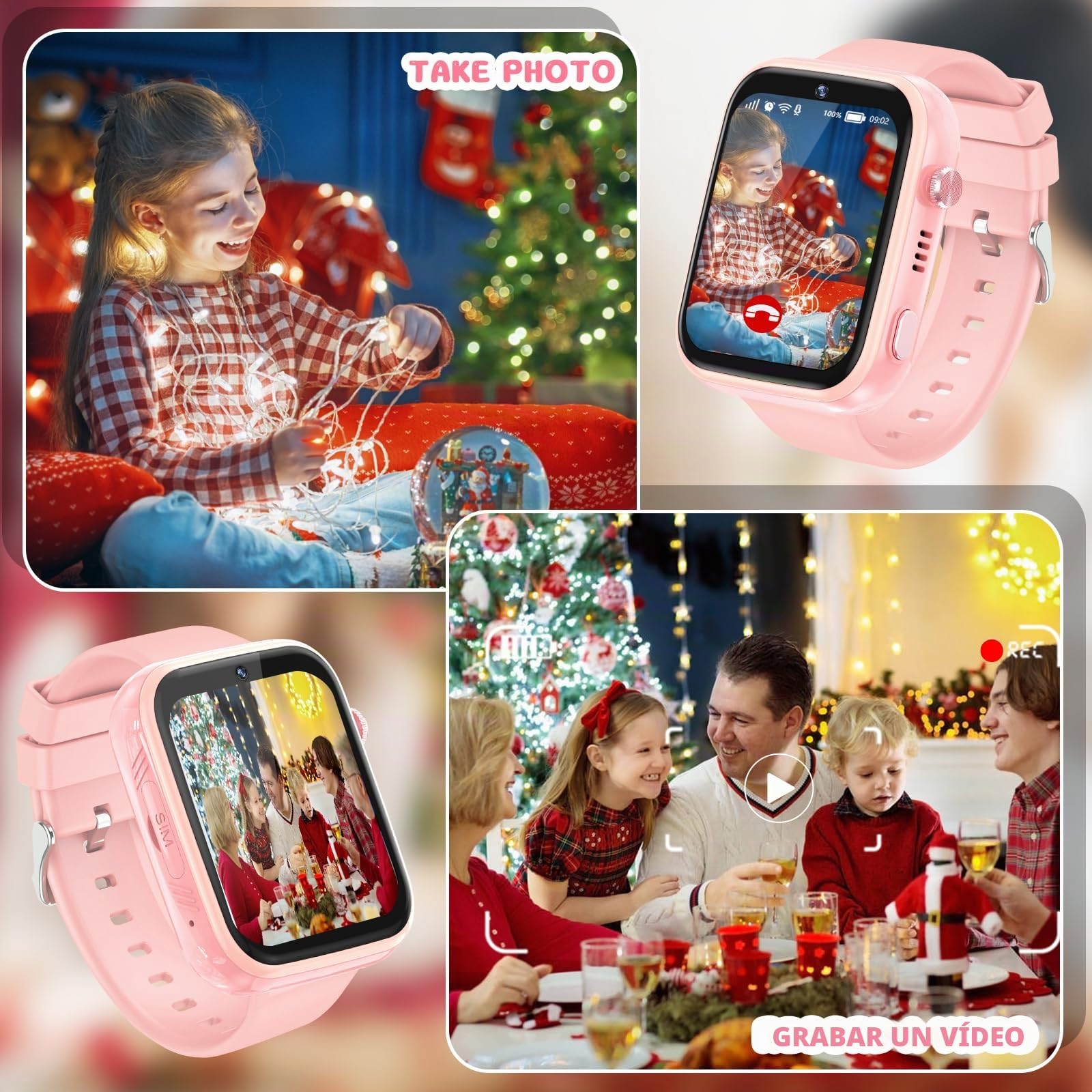OKYUK Reloj Inteligente T45 4G Rastreador GPS, Videollamada, Mensajes, Modo Escolar, Función SOS