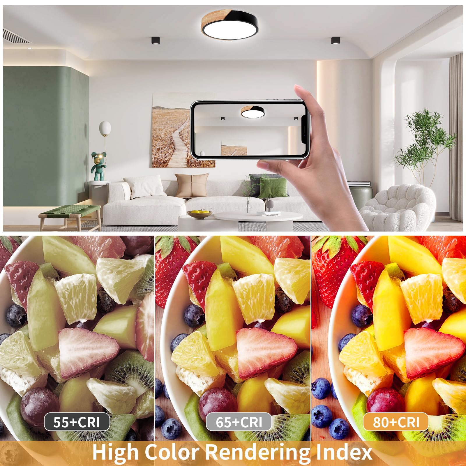 Yexati Plafoniera LED Dimmerabile 3000K-6000K,32w Plafoniera Led Soffitto Moderna in Legno,Plafoniere Telecomando&Smart App,Adatto a Soggiorno,Camera da letto, Cucina, Nero