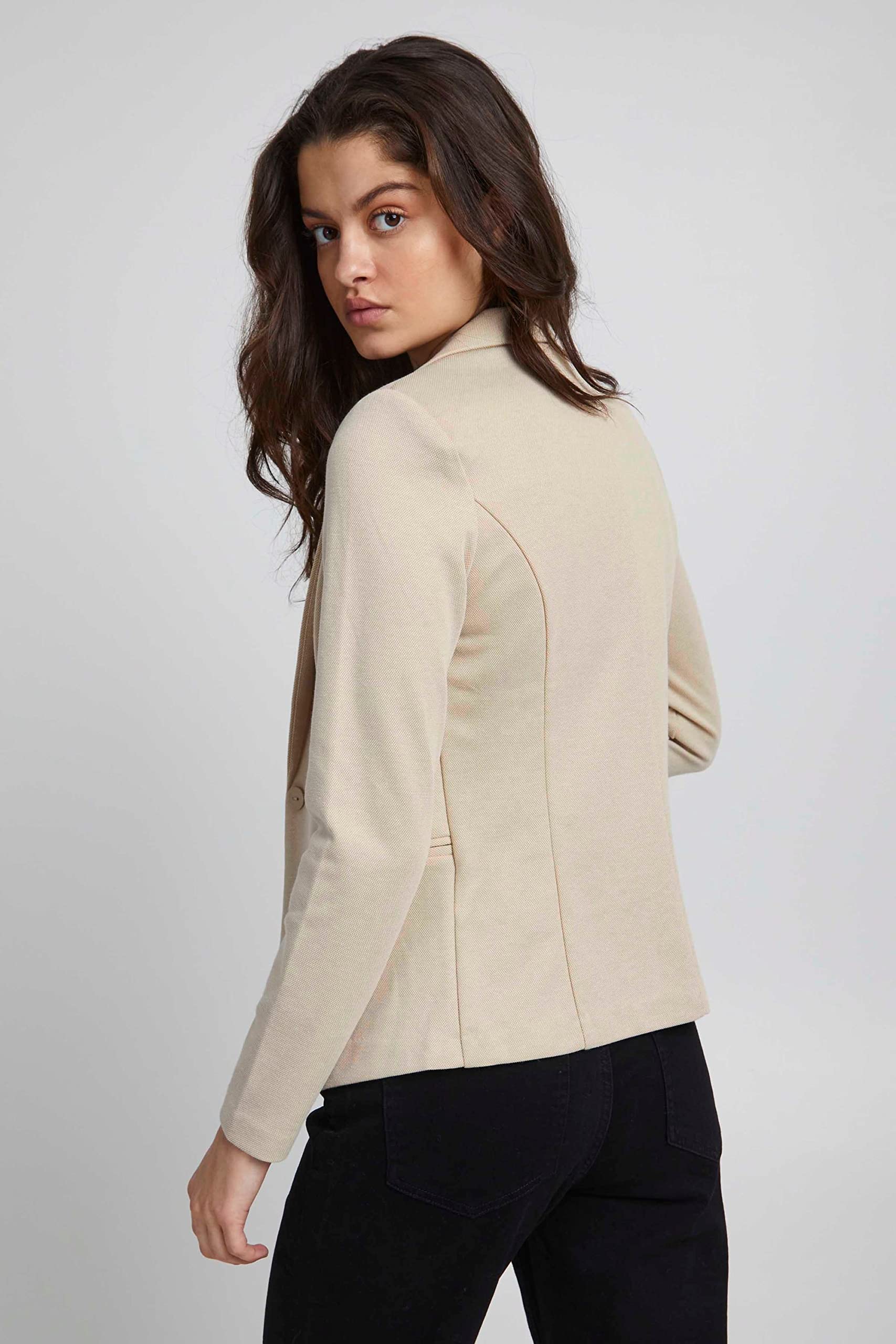 ICHI IHKATE Pique BL Damen Blazer Kurzblazer Jacke EIN-Knopf-Blazer mit Stretch