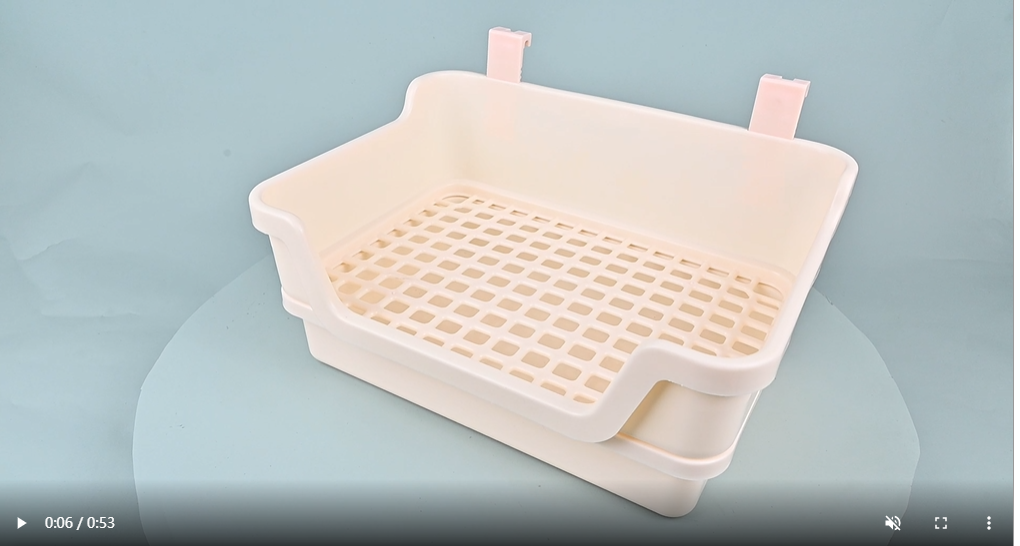 Large Rabbit Litter Box w/Plastic Grid & Dump Tray-Bunny Litter Pan Small Animal Potty Toilet - Pet Bunny Supplies Rabbit Cage Accessories for Training Corner Litter Box (Cream) - image 8